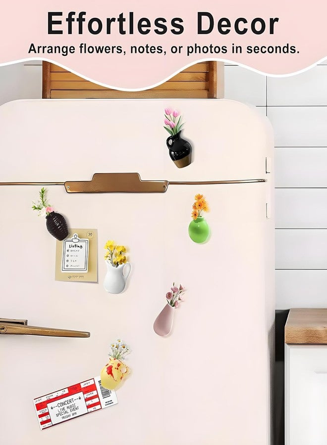 CartHome قطع من مغناطيس الثلاجة على شكل مزهرية زهور صغيرة، زينة ثلاجة صغيرة، زينة مزهرية صغيرة للثلاجة للمطبخ والمكتب، هدية إبداعية يمكنك صنعها بنفسك - Image 4